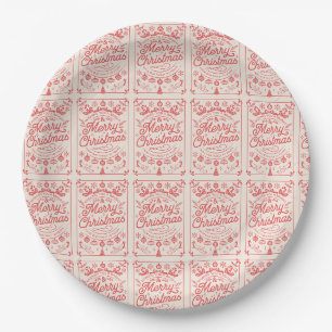 Retro Merry Christmas Paper Plates