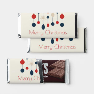 Retro Merry Christmas Party Red Blue Custom Hershey Bar Favors