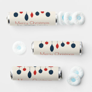 Retro Merry Christmas Party Red Blue Ornaments Breath Savers® Mints