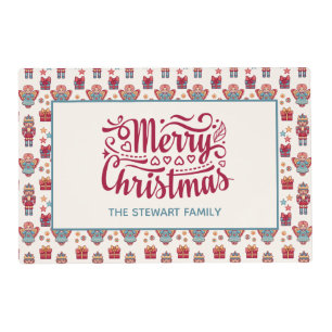 Retro Merry Christmas Personalized Placemat