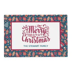 Retro Merry Christmas Personalized Placemat