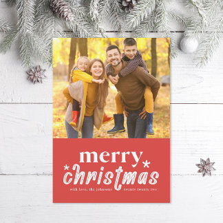 Retro Merry Christmas Photo Holiday Card