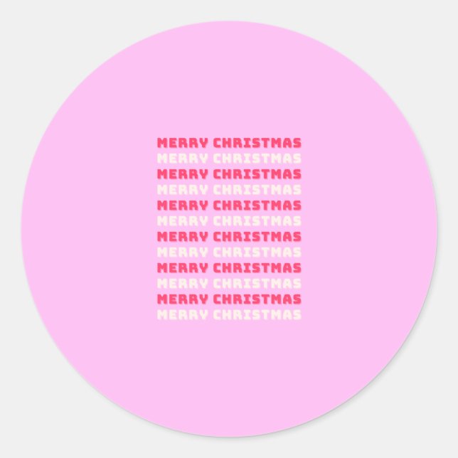 Retro Merry Christmas Pink Holiday Decor Preppy Classic Round Sticker (Front)