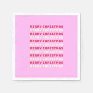 Retro Merry Christmas Pink Holiday Decor Preppy Napkins