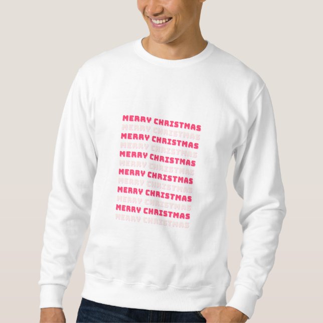 Retro Merry Christmas Pink Holiday Decor Preppy Sweatshirt (Front)