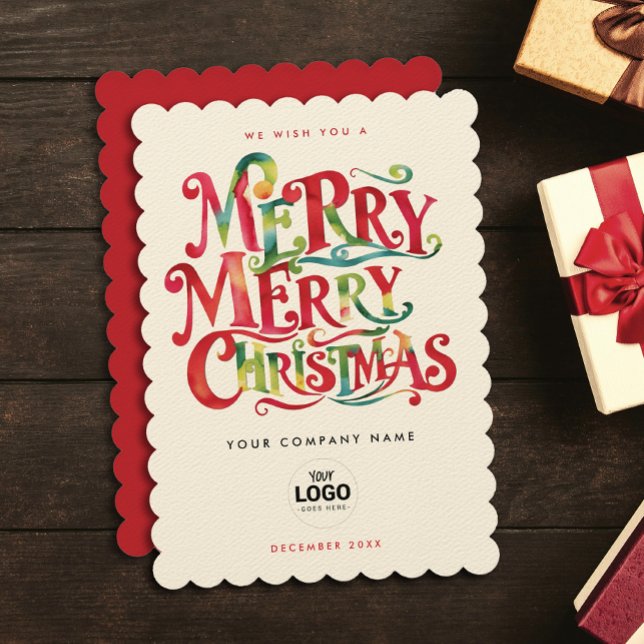 Retro Merry Christmas Red Company Logo Watercolor (Creator Uploaded)