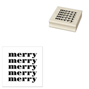 Retro "merry" christmas rubber stamp