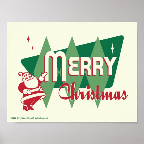 Retro Merry Christmas Santa Claus Poster