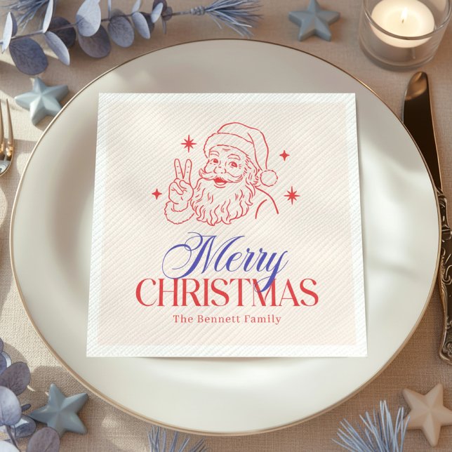 Retro Merry Christmas Santa Napkins (Creator Uploaded)