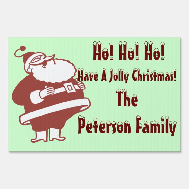 Retro Merry Christmas Santa Yard Sign (Front)