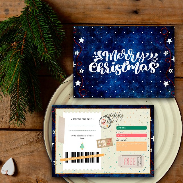 Retro Merry Christmas Script Xmas Gift Coupon (Creator Uploaded)