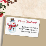 Retro Merry Christmas Snowman Return Name Address Label<br><div class="desc">A classic snowman on white background with modern red script and black typography decorates these cute Merry Christmas return address labels. Change text and greeting to make it yours using the Template provided. If you need more space, use lowercase letters on one or all lines. A minimum purchase of five...</div>