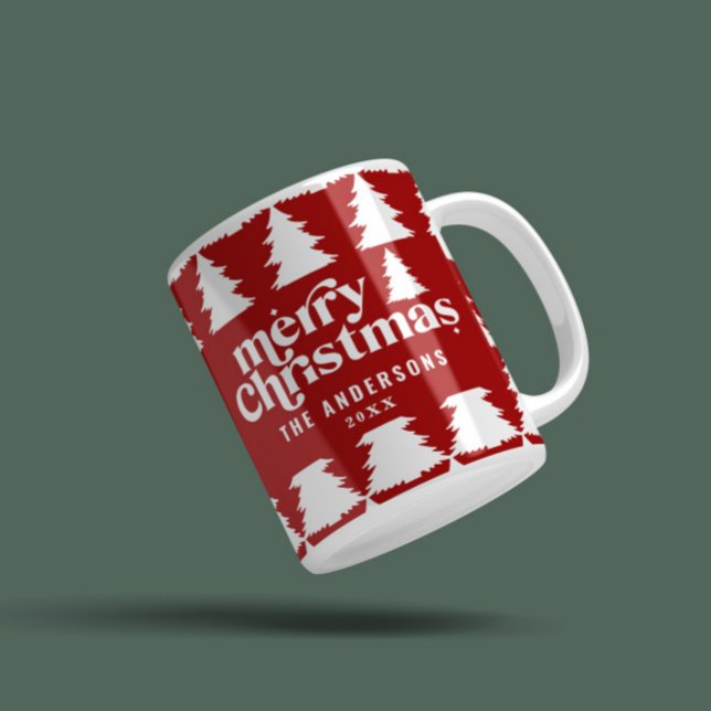 retro Merry Christmas stylish holiday tree Coffee Mug (Creator Uploaded)