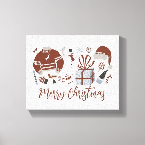 Retro Merry Christmas Sweater Canvas Print