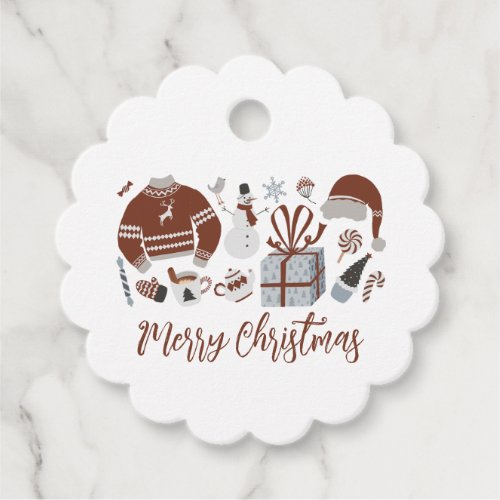 Retro Merry Christmas Sweater Favor Tags