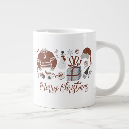 Retro Merry Christmas Sweater Giant Coffee Mug