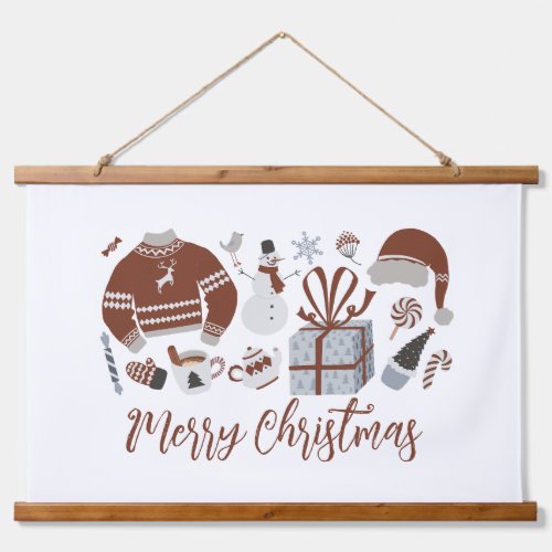 Retro Merry Christmas Sweater Hanging Tapestry