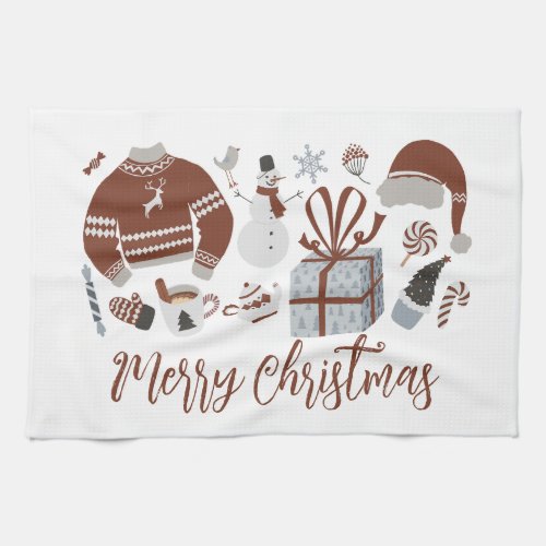Retro Merry Christmas Sweater Kitchen Towel