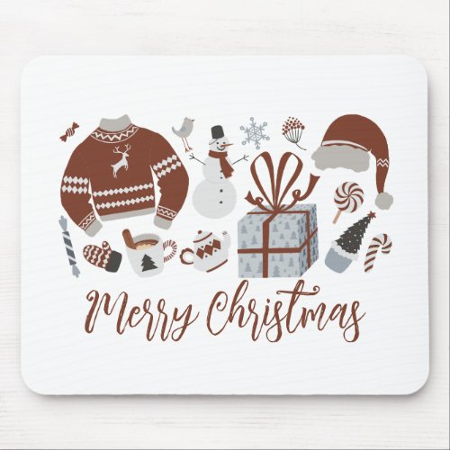 Retro Merry Christmas Sweater Mouse Pad
