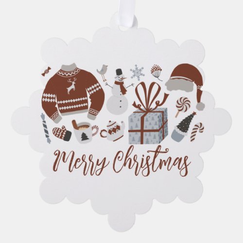 Retro Merry Christmas Sweater Ornament Card