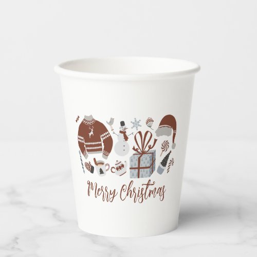 Retro Merry Christmas Sweater Paper Cups