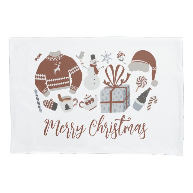 Retro Merry Christmas Sweater Pillow Case (Front)