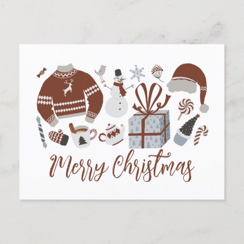 Retro Merry Christmas Sweater Postcard