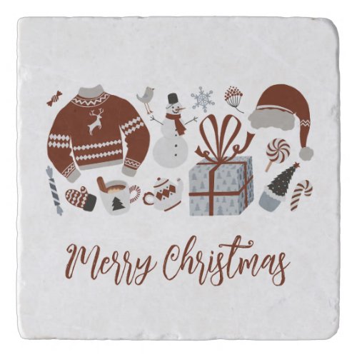 Retro Merry Christmas Sweater Trivet