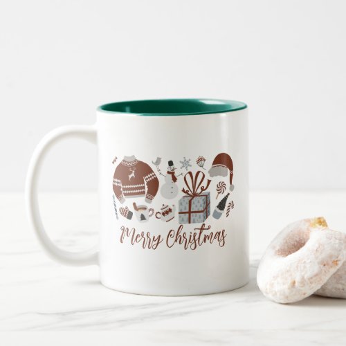 Retro Merry Christmas Sweater Two_Tone Coffee Mug