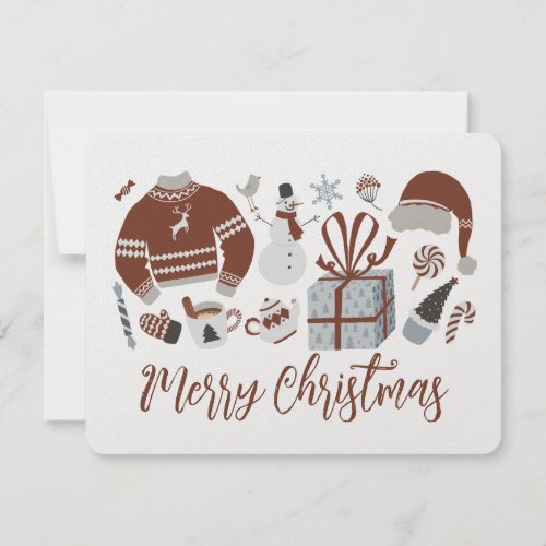 Retro Merry Christmas Sweater Weather  Holiday Card