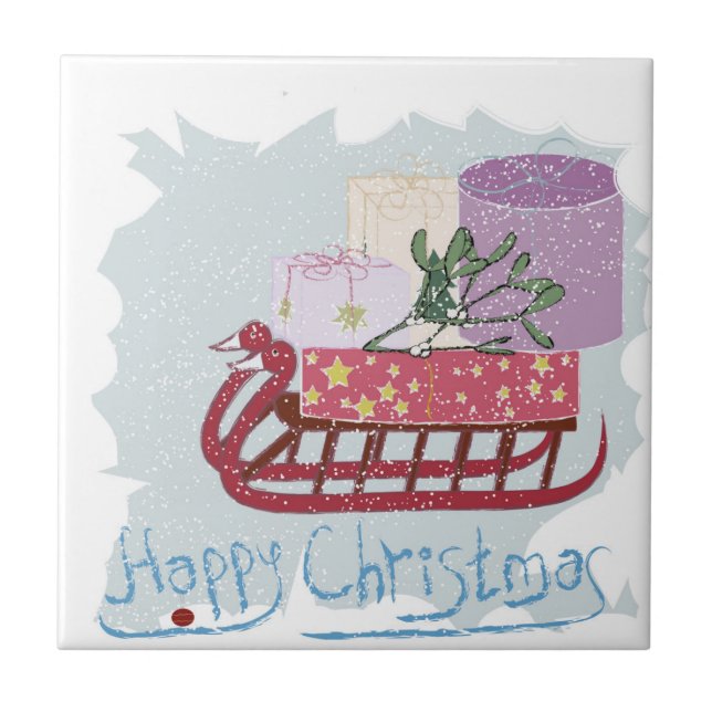 Retro . Merry Christmas! Tile (Front)
