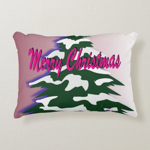 Retro Merry Christmas Tree Festive Season Decorative Pillow