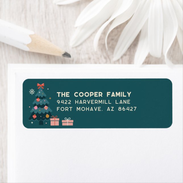 Retro Merry Christmas Tree Label (Insitu)