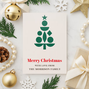 Retro Merry Christmas Tree Letterpress Card