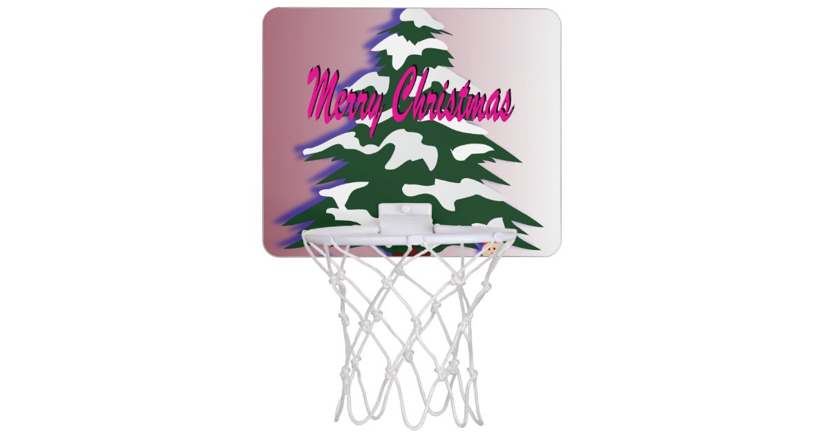 Retro Merry Christmas Tree Mini Basketball Hoop Zazzle Com