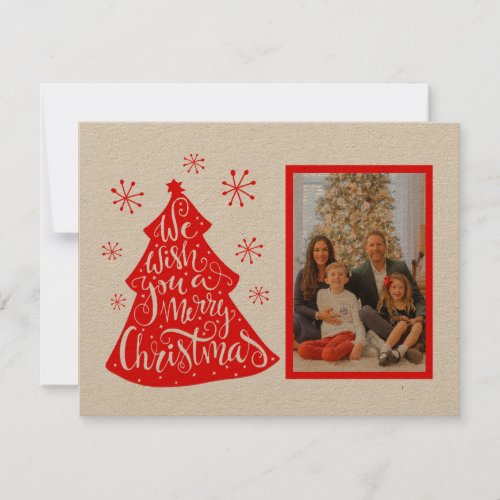 Retro Merry Christmas Tree Photo Card