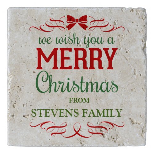 Retro Merry Christmas Typographical Design 2 Trivet