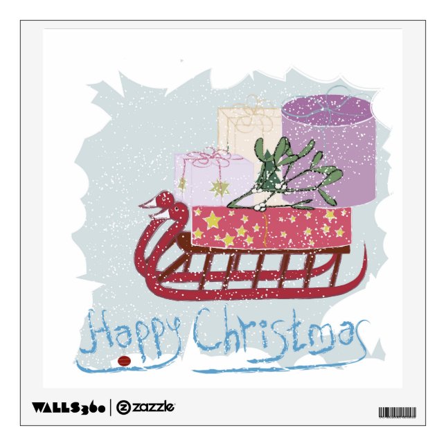 Retro . Merry Christmas! Wall Decal (Front)