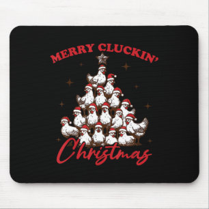 Retro Merry Cluckin Christmas Chicken Tree Farm An Mouse Pad