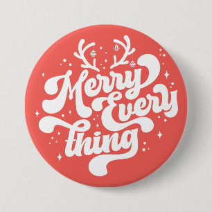 Retro Merry Everything Merry Christmas Button