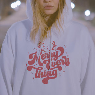 Retro Merry Everything Merry Christmas  Hoodie