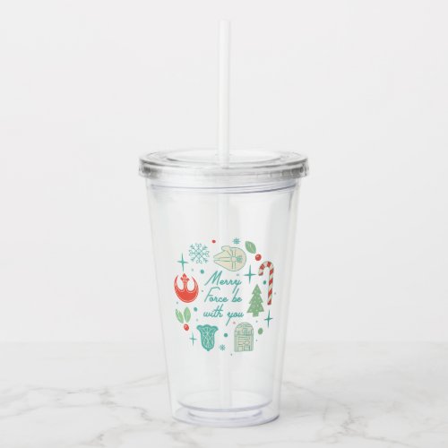 Retro Merry Force Be With You Graphic Acrylic Tumbler