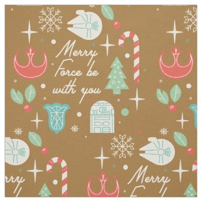 Retro "Merry Force Be With You" Graphic Fabric