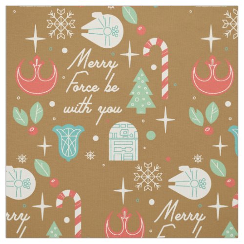 Retro Merry Force Be With You Graphic Fabric