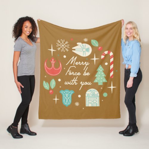 Retro Merry Force Be With You Graphic Fleece Blanket