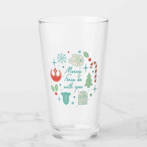 Retro Merry Force Be With You Graphic Glass