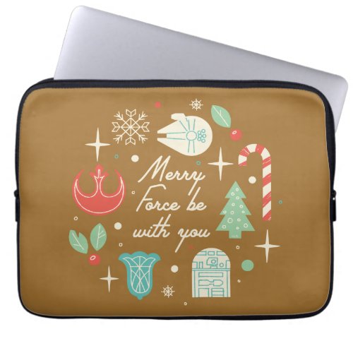Retro Merry Force Be With You Graphic Laptop Sleeve