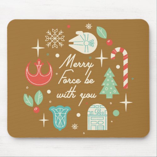 Retro Merry Force Be With You Graphic Mouse Pad