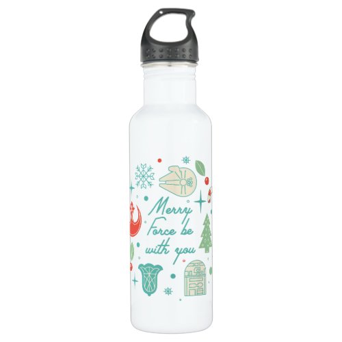 Retro Merry Force Be With You Graphic Stainless Steel Water Bottle