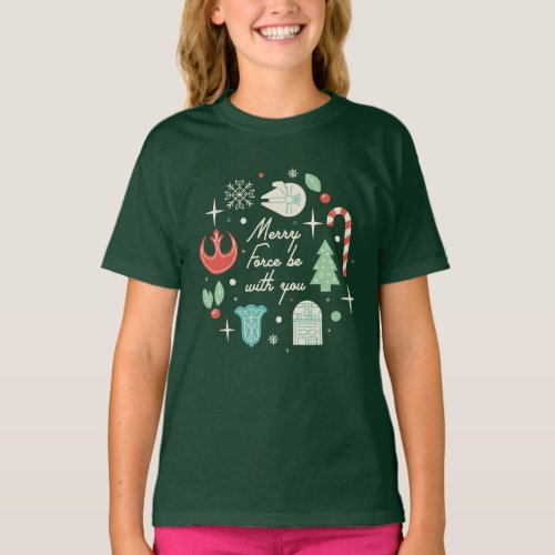 Retro Merry Force Be With You Graphic T_Shirt